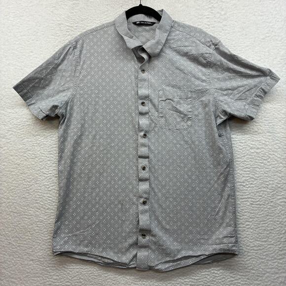 Travis Mathew Other - Travis Mathew Shirt Mens XL Gray Geometric Short Sleeve Button Up Stretch Casual